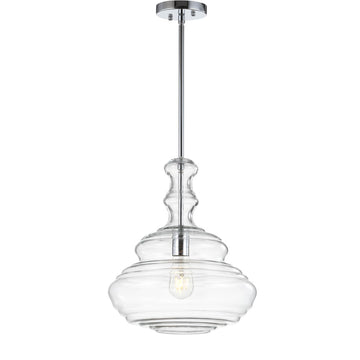 Bettina 13.37" Glass/Metal LED Pendant - JONATHAN Y